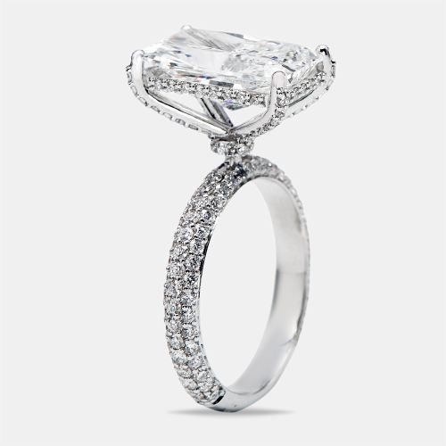 Cts Radiant and Round Lab Grown Diamond 18k White Gold Ring Size 54 - The Diamond Edit - Modalova