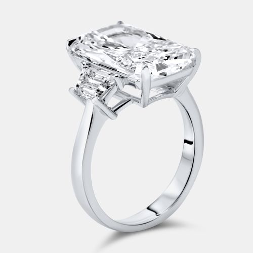 Cts Radiant and Trapezoid Lab Grown Diamonds 18k White Gold Ring Size 51 - The Diamond Edit - Modalova