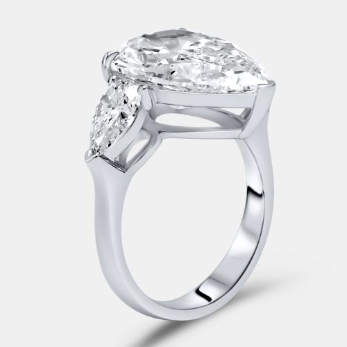 Cts Pear Brilliant Lab Grown Diamond 18k White Gold Ring Size 52 - The Diamond Edit - Modalova