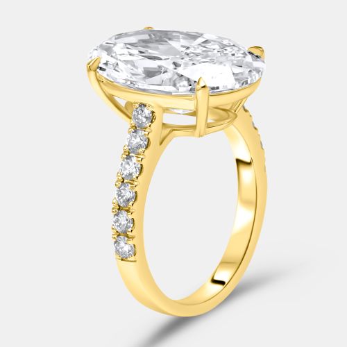 Cts Oval and Round Lab Grown Diamond 18k Yellow Gold Ring Size 53 - The Diamond Edit - Modalova