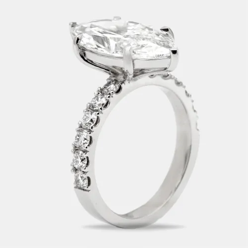 Cts Marquise Cut Lab Grown Diamond 18k White Gold Ring Size 52 - The Diamond Edit - Modalova