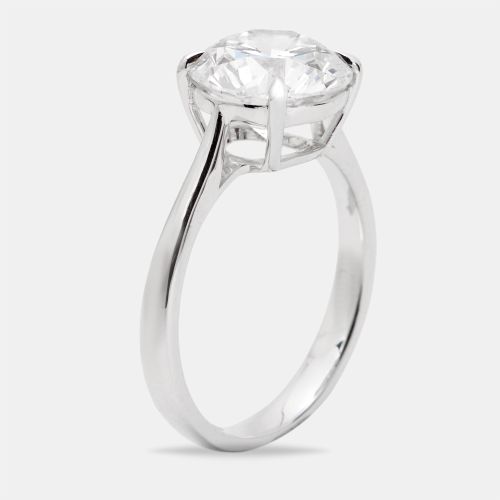 Cts Round Brilliant Lab Grown Diamond 18k White Gold Ring Size 52 - The Diamond Edit - Modalova
