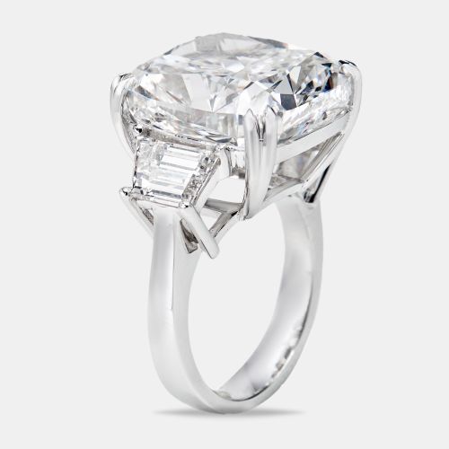 Cts Cushion Cut and Trapezoid Lab Grown Diamond 18k White Gold Ring Size 54 - The Diamond Edit - Modalova