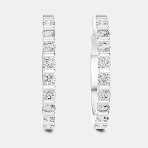 Ct Round Cut 18k White Gold Lab Grown Diamond Hoop Earrings - The Diamond Edit - Modalova
