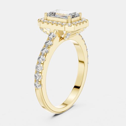 Cts Center Emerald Cut 18k Yellow Gold Solitaire Lab Grown Diamond Ring Size 53 - The Diamond Edit - Modalova