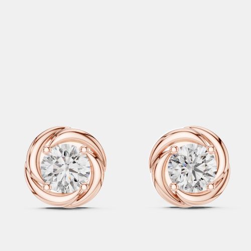 Cts Round 18k Rose Gold Fancy Lab Grown Diamond Solitaire Single Stud Earrings - The Diamond Edit - Modalova