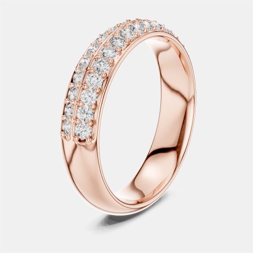 Cts Double Line Round Cut 18k Rose Gold Lab Grown Diamond Ring Size 53 - The Diamond Edit - Modalova