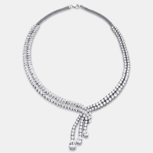 Cts Pear Marquise Round 18K White Gold Lab Grown Diamonds Necklace - The Diamond Edit - Modalova