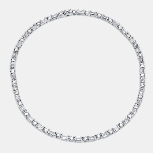 Cts Round Emerald 18K White Gold Lab Grown Diamonds Necklace - The Diamond Edit - Modalova