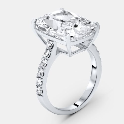 Cts Radiant and Round Lab Grown Diamonds 18k White Gold Ring Size 51 - The Diamond Edit - Modalova