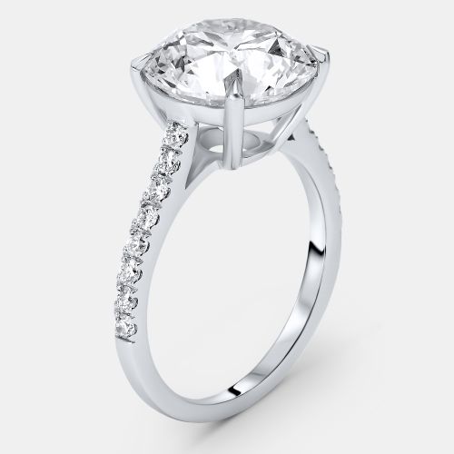 Cts Round Brilliant Lab Grown Diamonds 18k White Gold Ring Size 52 - The Diamond Edit - Modalova