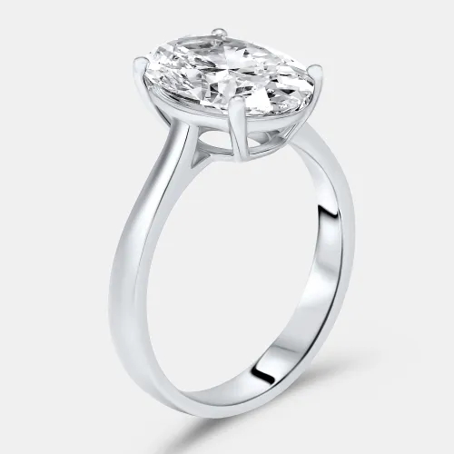 Cts Oval Brilliant Lab Grown Diamond 18k White Gold Ring Size 52 - The Diamond Edit - Modalova