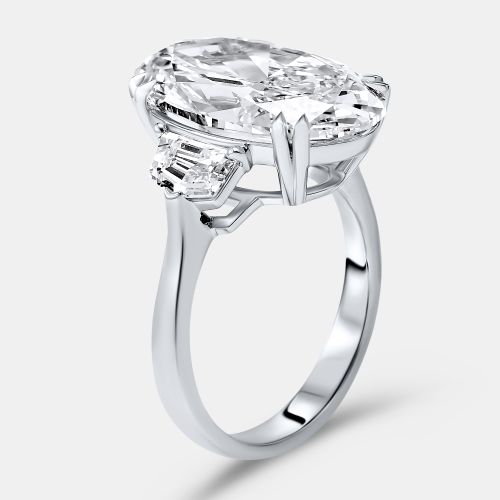 Cts Oval Brilliant Trapezoid Lab Grown Diamonds 18k White Gold Ring Size 53 - The Diamond Edit - Modalova