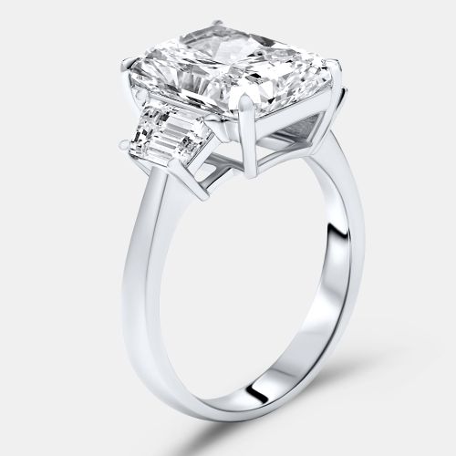 Cts Radiant and Trapezoid Lab Grown Diamonds 18k White Gold Ring Size 54 - The Diamond Edit - Modalova