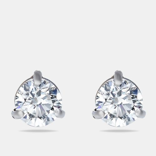 Cts Round Brilliant Cut 18k White Gold Lab Grown Diamonds Solitaire Stud Earrings - The Diamond Edit - Modalova