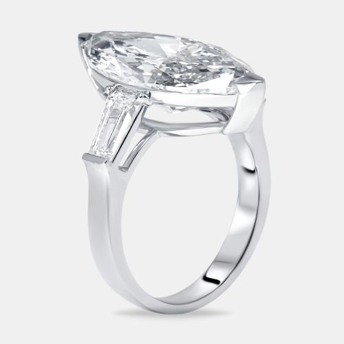Cts Marquise Trapezoid Lab Grown Diamond 18k White Gold Ring Size 51 - The Diamond Edit - Modalova