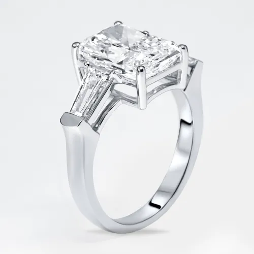 Cts Radiant Trapezoid Lab Grown Diamond 18k White Gold Ring Size 54 - The Diamond Edit - Modalova