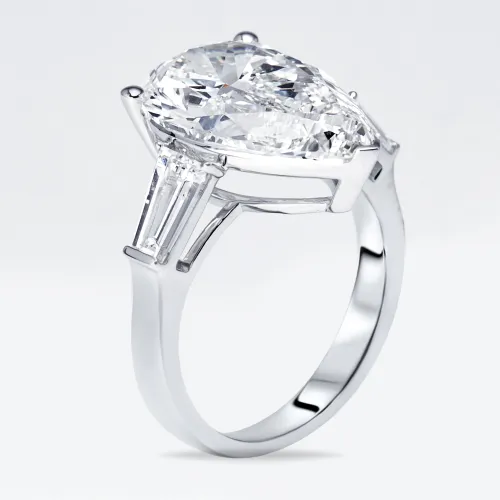 Cts Pear Trapezoid Lab Grown Diamond 18k White Gold Ring Size 54 - The Diamond Edit - Modalova