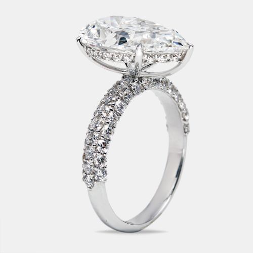 Cts Pear Cut and Round Lab Grown Diamond 18k White Gold Ring Size 52 - The Diamond Edit - Modalova