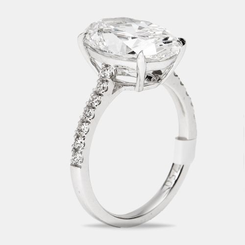 Cts Oval and Round Lab Grown Diamond 18k White Gold Ring Size 52 - The Diamond Edit - Modalova