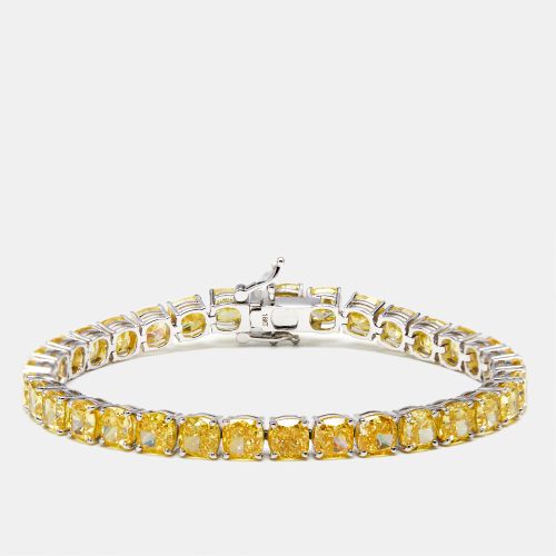 Cts Intense Yellow Cushion Lab Grown Diamonds 18k White Gold Bracelet - The Diamond Edit - Modalova
