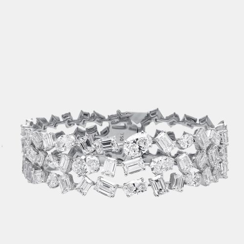 Cts Emerald Cut Oval Lab Grown Diamonds 18k White Gold Bracelet - The Diamond Edit - Modalova