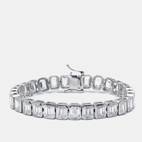 Cts Emerald Cut Lab Grown Diamonds 18k White Gold Bracelet - The Diamond Edit - Modalova