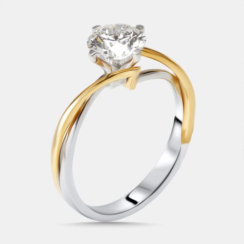 Cts Round Lab Grown Diamonds 18k Two Tone Gold Ring Size 51 - The Diamond Edit - Modalova