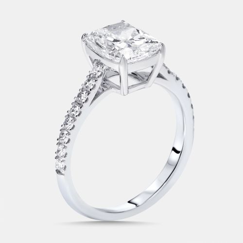 Cts Cushion, Round Lab Grown Diamonds 18k White Gold Ring Size 51 - The Diamond Edit - Modalova