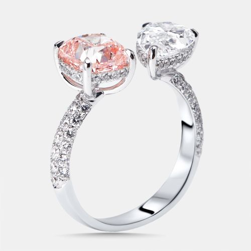 Cts Pink Cushion, Pear, Round Lab Grown Diamonds 18k White Gold Ring Size 51 - The Diamond Edit - Modalova