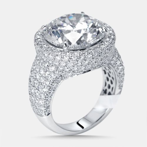 Cts Round Lab Grown Diamonds 18k White Gold Ring Size 52 - The Diamond Edit - Modalova