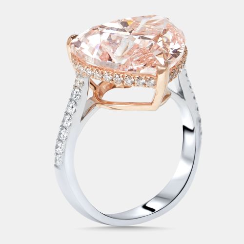 Cts Pink Heart, Round Lab Grown Diamonds 18k Two Tone Gold Ring Size 52 - The Diamond Edit - Modalova