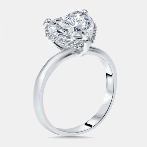 Cts Heart, Round Lab Grown Diamonds 18k White Gold Ring Size 52 - The Diamond Edit - Modalova