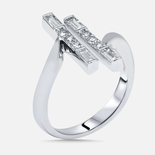 Cts Round, Emerald cut Lab Grown Diamonds 18k White Gold Ring Size 52 - The Diamond Edit - Modalova