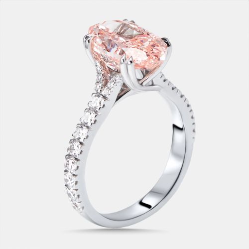 Cts Pink Oval, Round Lab Grown Diamonds 18k White Gold Ring Size 52 - The Diamond Edit - Modalova