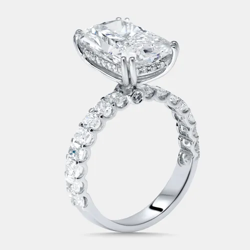 Cts Radiant, Round Lab Grown Diamonds 18k White Gold Ring Size 53 - The Diamond Edit - Modalova