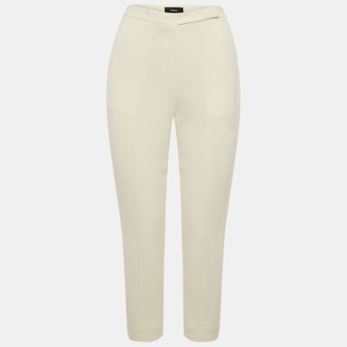 Theory Rice White Admiral Crepe High Waist Slim Fit Cropped Trousers S - Theory - Modalova