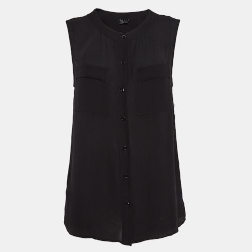 Theory Black Silk Sleeveless Button Front Top M - Theory - Modalova