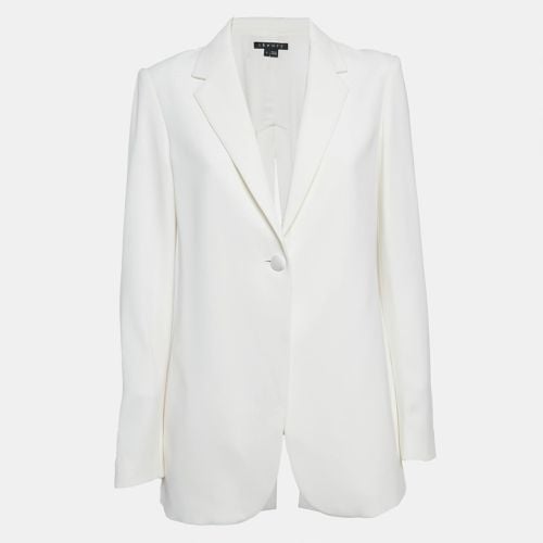 Theory White Crepe Button Front Back Slit Blazer M - Theory - Modalova