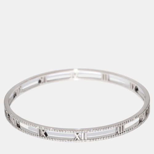 Tiffany & Co. 18K White Gold and Diamond Atlas Open Bangle Bracelet - Tiffany & Co. - Modalova