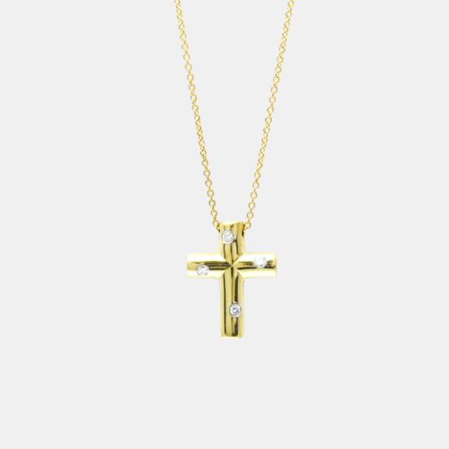 K Gold and Diamond Cross Pendant Necklace - Tiffany & Co. - Modalova