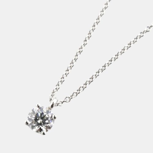 Tiffany & Co Platinum Diamond Solitaire Necklace Silver Metal - Tiffany & Co. - Modalova