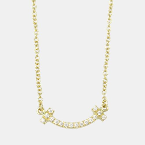 Tiffany & Co. 18k Yellow Gold Diamond T Smile Necklace Clear Metal - Tiffany & Co. - Modalova