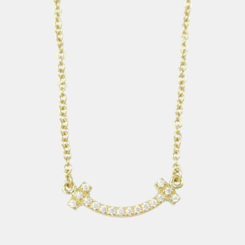 K Gold Diamond T Smile Necklace Clear Metal - Tiffany & Co. - Modalova