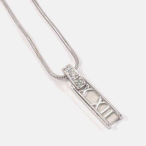 Tiffany & Co Atlas Bar 3P Diamond Necklace 18K White Gold Silver Metal - Tiffany & Co. - Modalova