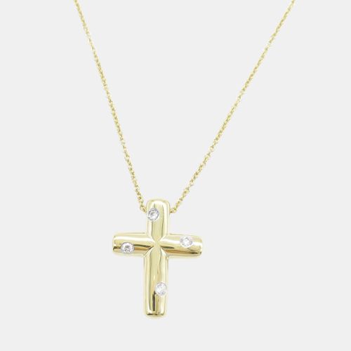 Tiffany & Co. 18K Yellow Gold and Platinum Etoile Diamond Cross Pendant Necklace - Tiffany & Co. - Modalova