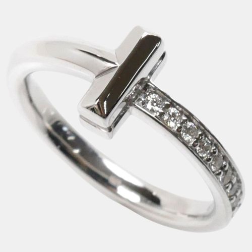 Tiffany & Co. 18K White Gold and Diamond T Narrow Band Ring EU 49 - Tiffany & Co. - Modalova