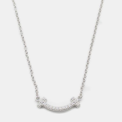 Tiffany & Co. 18K White Gold Diamond T Smile Micro Necklace - Tiffany & Co. - Modalova