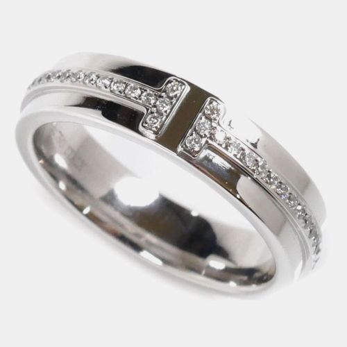 Tiffany & Co. 18K White Gold and Diamond T Band Ring EU 49 - Tiffany & Co. - Modalova