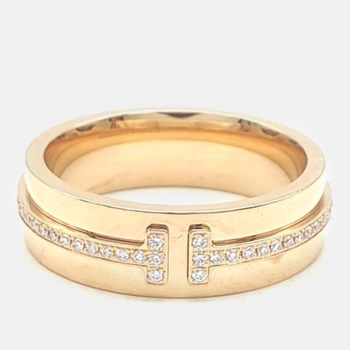 Tiffany & Co. 18K Yellow Gold 0.13 Ct Diamonds T Narrow Diamond Ring EU 51 - Tiffany & Co. - Modalova